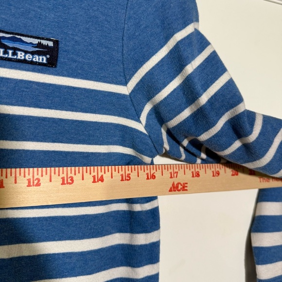 L.L. Bean Striped Rugby Pullover Henley Blue and White Size XS Preppy Cotton - Picture 5 of 9